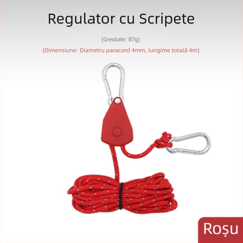 Regulator de scripete în aer liber, suport pentru cort, scripete metalic de ridicare, frânghie reflectorizantă pentru vânt, baldachin îndrăzneț, frânghie pentru umbrelă de 4 mm