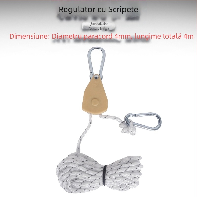 Regulator de scripete în aer liber, suport pentru cort, scripete metalic de ridicare, frânghie reflectorizantă pentru vânt, baldachin îndrăzneț, frânghie pentru umbrelă de 4 mm