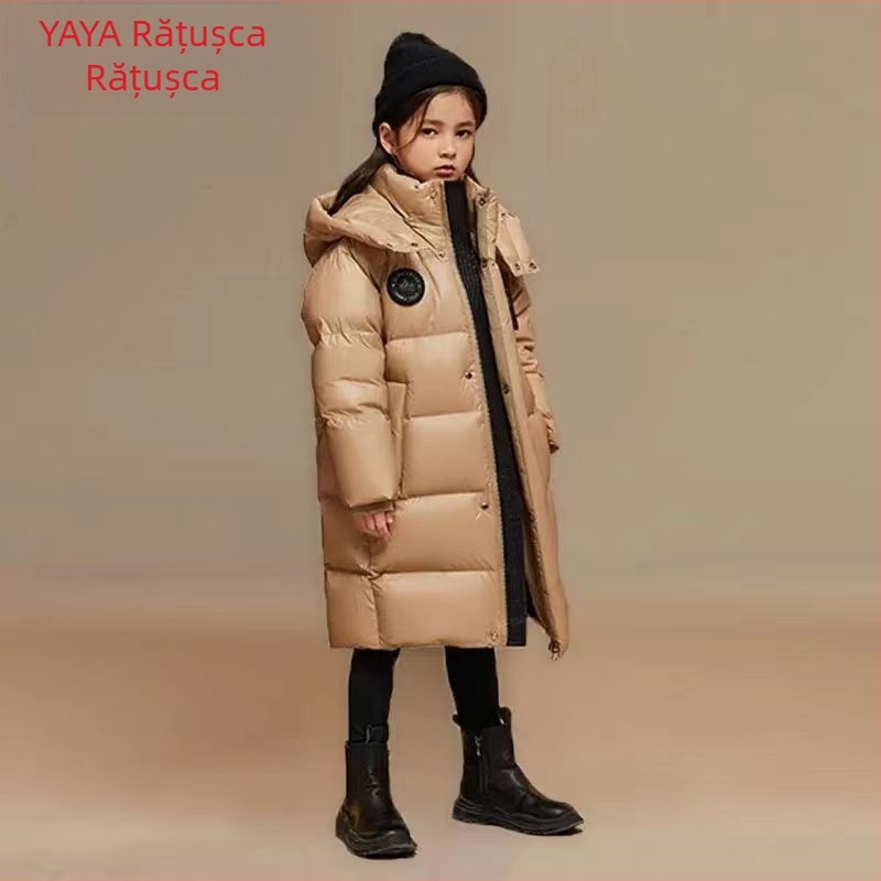 Jachetă de iarnă 3QR pentru copii, din puf de rață alb, de dimensiuni medii și mari, pentru copii, îngroșată, neagră, aurie, la modă, 2023