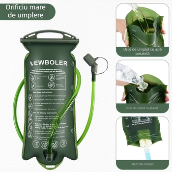 Geantă de apă potabilă pentru sporturi în aer liber, portabilă, ciclism, alergare, cross-country, cu deschidere mare, pliabilă, sticlă de apă moale, alpinism, rucsac, geantă de apă