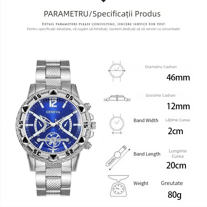 Ceasuri bărbătești la modă, curea din oțel aliat, ceasuri de afaceri de înaltă calitate, cadran mare de înaltă calitate