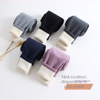 Colanți pentru fete, căptușiți cu fleece, pantaloni îngroșați pentru toamnă și iarnă, pantaloni strâmți pentru copii, pantaloni de iarnă fără oase, culoare solidă, pentru îmbrăcăminte exterioară