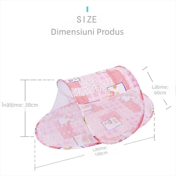 Plasă de țânțari pliabilă pentru copii, plasă de țânțari fără instalare pentru bebeluși, plasă de țânțari în formă de barcă cu desene animate, plasă de țânțari cu fermoar