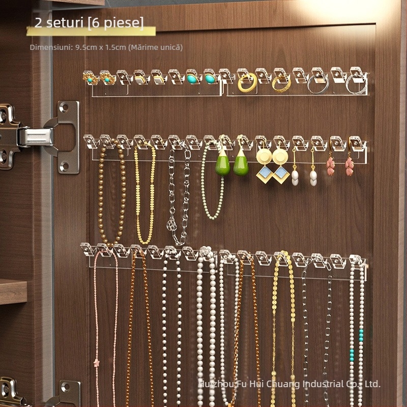 Oglindă dulap ușă spate agățat lanț depozitare raft mână lanț cercei legat rând cârlige anti-încurcare montat pe perete fără găurire suport pentru bijuterii