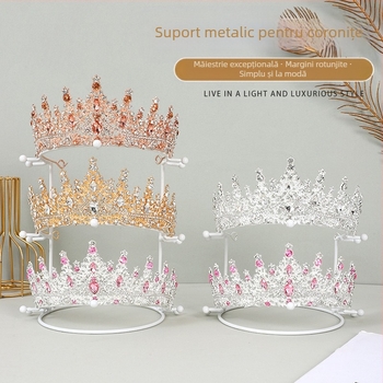 Suport de afișare coroană de mireasă, suport pentru accesorii de păr, suport metalic pentru coafură aurie, suport pentru bijuterii, suport pentru bijuterii în studio live, suport pentru bijuterii