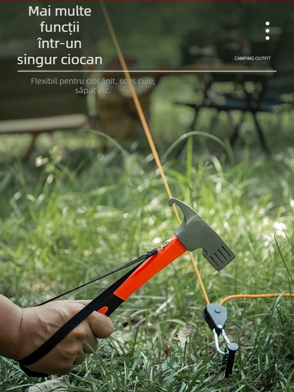 Ciocan multifuncțional pentru cort, baldachin, ciocan de camping în aer liber, cu gheare, ciocan de cauciuc