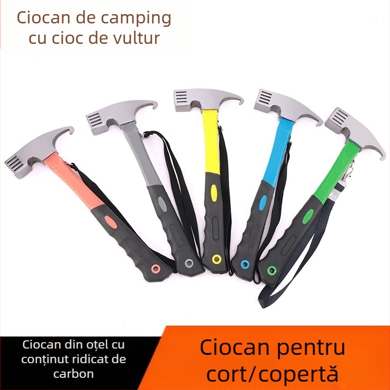 Ciocan multifuncțional pentru cort, baldachin, ciocan de camping în aer liber, cu gheare, ciocan de cauciuc