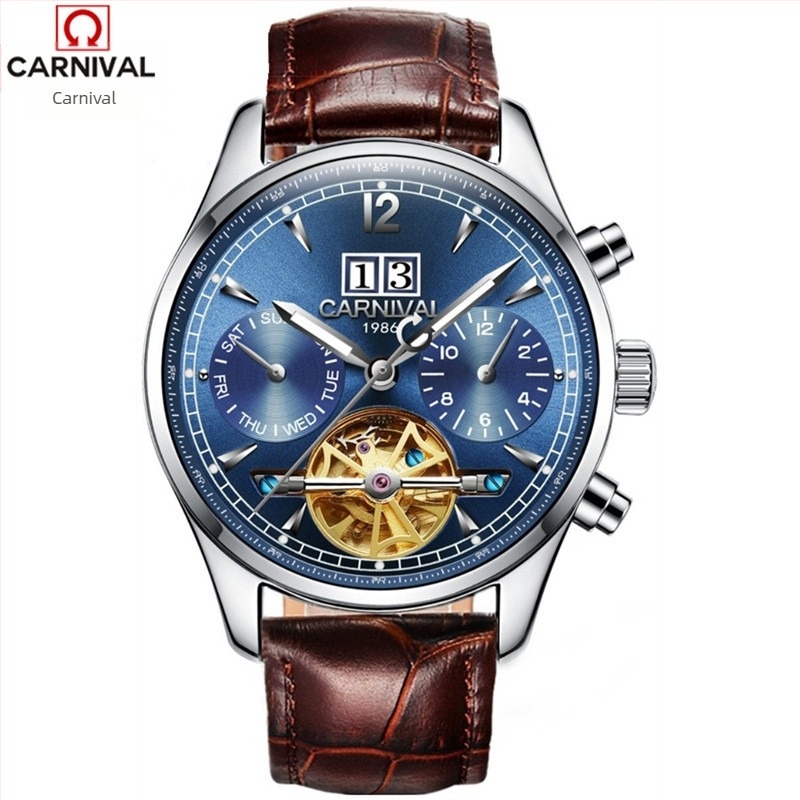 Ceas mecanic automat pentru bărbați Carnival, impermeabil, de afaceri, multifuncțional, o generație de 8730