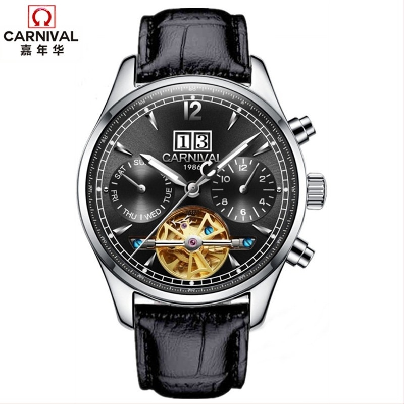 Ceas mecanic automat pentru bărbați Carnival, impermeabil, de afaceri, multifuncțional, o generație de 8730