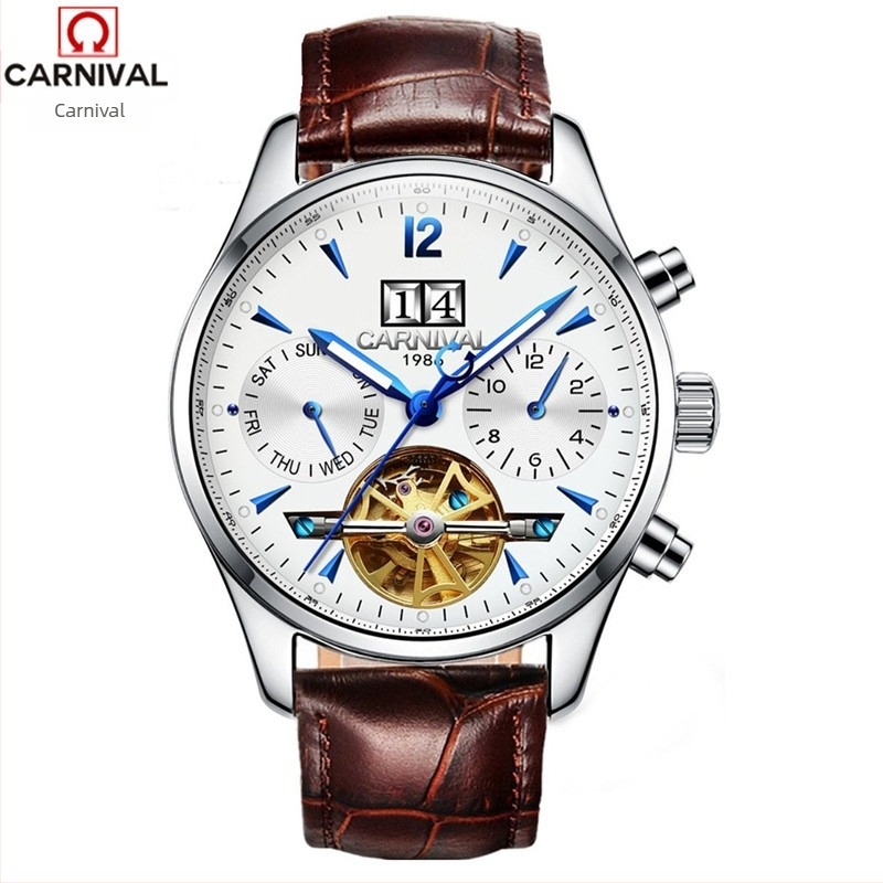 Ceas mecanic automat pentru bărbați Carnival, impermeabil, de afaceri, multifuncțional, o generație de 8730