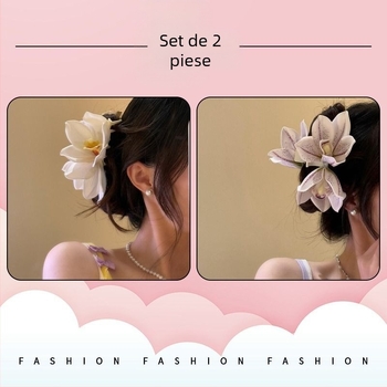 Clemă accesoriu de păr pentru ceafă, păr de primăvară timpurie, clemă ultra-realistă cu textură asemănătoare zânelor, clemă gheare de rechin, clemă floare de orhidee pentru coc