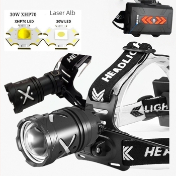 Star Warrior Transfrontalieră Nou Laser Alb cu Lumină Puternică Lanternă Telescopică cu Zoom de Tip C Încărcare P70 Lanternă Frontală