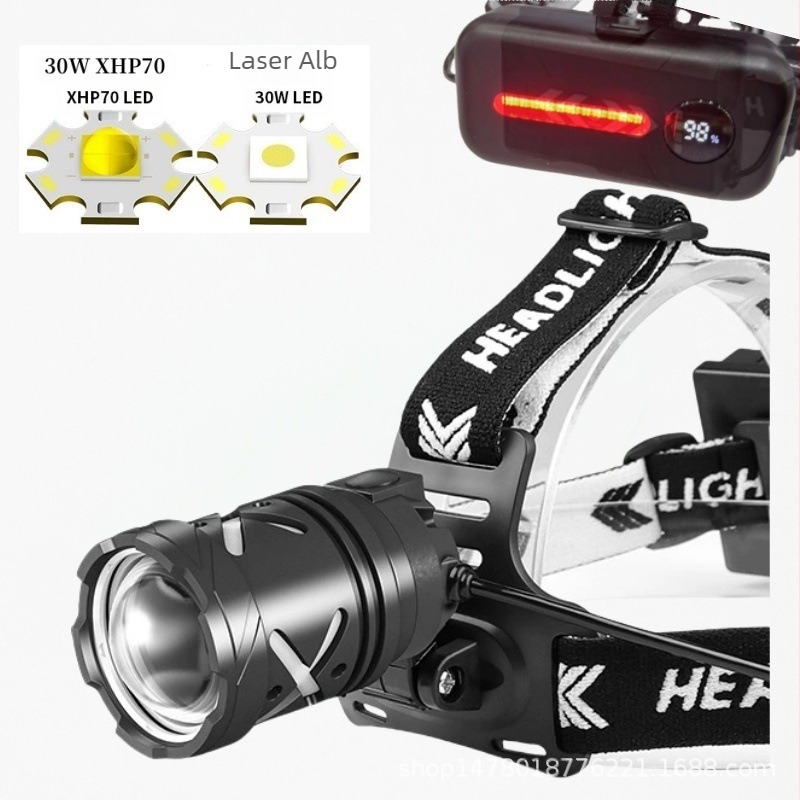 Star Warrior Transfrontalieră Nou Laser Alb cu Lumină Puternică Lanternă Telescopică cu Zoom de Tip C Încărcare P70 Lanternă Frontală