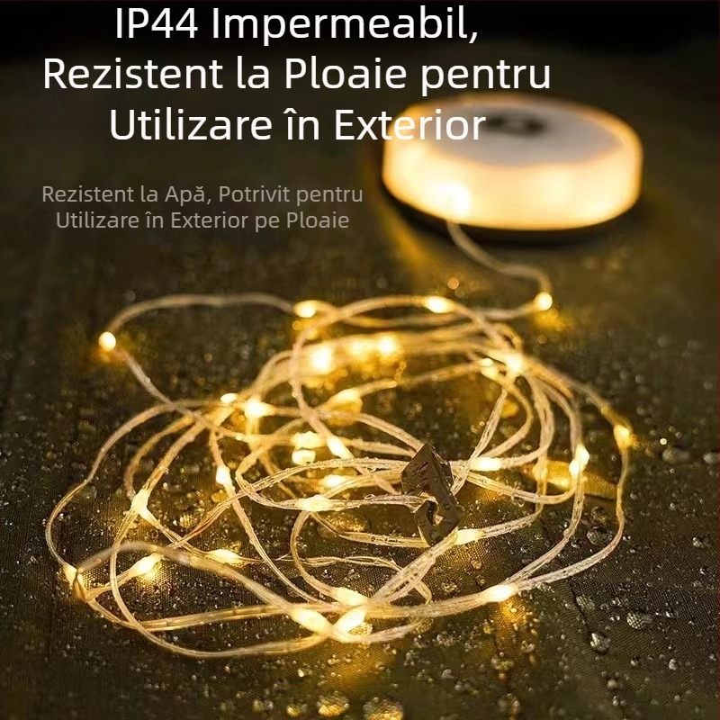 Ruletă de lumină în aer liber 4 în 1 Camping Light String reîncărcabilă cort Light String impermeabil portabil LED Camping în aer liber