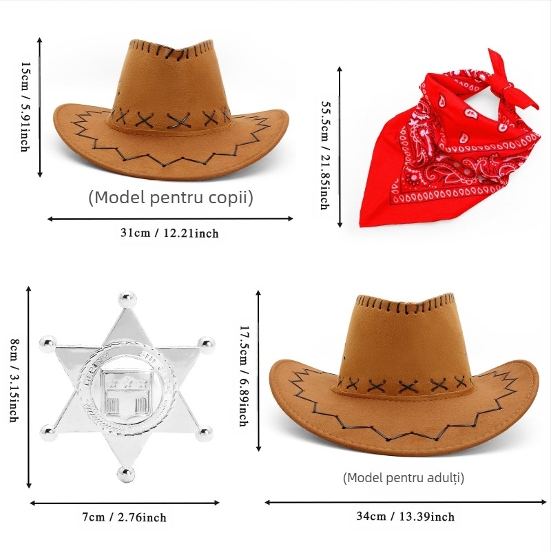 Toc medieval transfrontalier din denim, pălărie, curea pentru armă de jucărie, toc pentru curea de armă cowboy