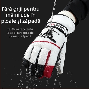 Mănuși de schi de iarnă pentru bărbați, rezistente la vânt, impermeabile, antiderapante, cu ecran tactil, căptușite cu fleece, calde, pentru alpinism și echitație, mănuși calde de iarnă