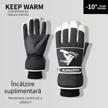 Mănuși de schi de iarnă pentru bărbați, rezistente la vânt, impermeabile, antiderapante, cu ecran tactil, căptușite cu fleece, calde, pentru alpinism și echitație, mănuși calde de iarnă