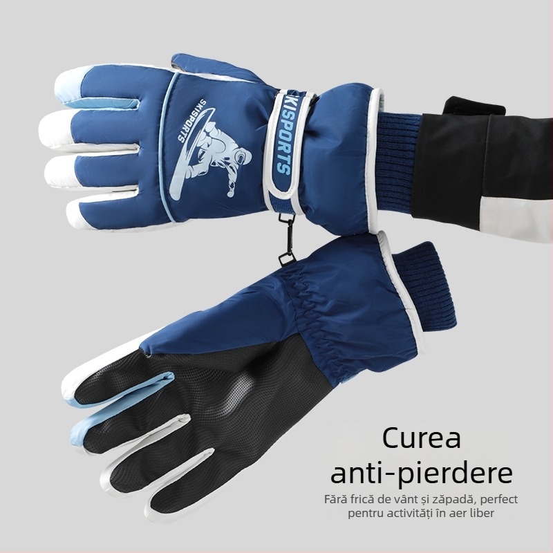 Mănuși de schi de iarnă pentru bărbați, rezistente la vânt, impermeabile, antiderapante, cu ecran tactil, căptușite cu fleece, calde, pentru alpinism și echitație, mănuși calde de iarnă