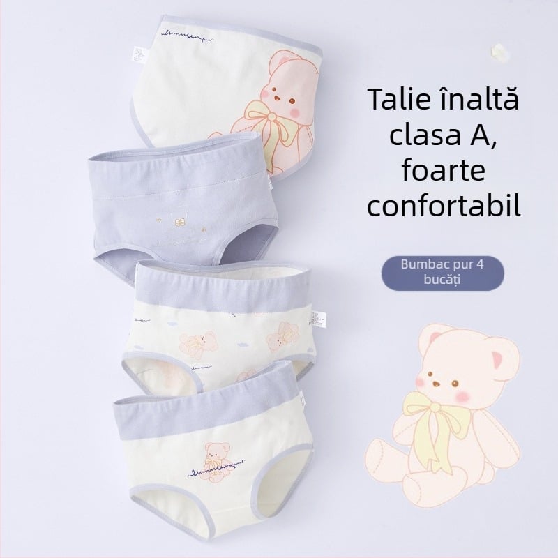 Lenjerie intimă pentru copii, triunghi, talie înaltă, bumbac, clasa A, bumbac, pantaloni scurți pentru fete de 6-12 ani, fără clipsuri, en-gros