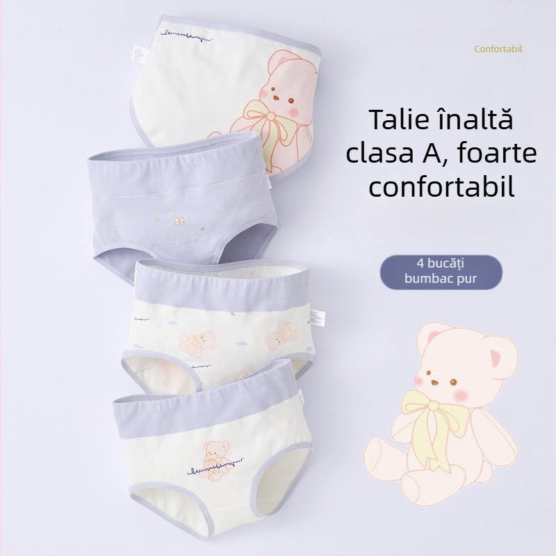 Lenjerie intimă pentru copii, triunghi, talie înaltă, bumbac, clasa A, bumbac, pantaloni scurți pentru fete de 6-12 ani, fără clipsuri, en-gros