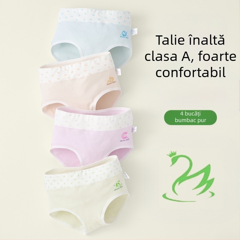 Lenjerie intimă pentru copii, triunghi, talie înaltă, bumbac, clasa A, bumbac, pantaloni scurți pentru fete de 6-12 ani, fără clipsuri, en-gros