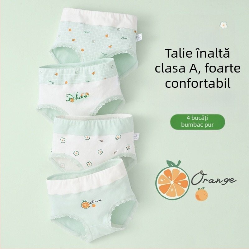 Lenjerie intimă pentru copii, triunghi, talie înaltă, bumbac, clasa A, bumbac, pantaloni scurți pentru fete de 6-12 ani, fără clipsuri, en-gros