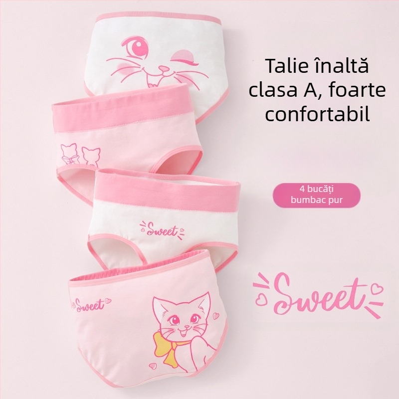 Lenjerie intimă pentru copii, triunghi, talie înaltă, bumbac, clasa A, bumbac, pantaloni scurți pentru fete de 6-12 ani, fără clipsuri, en-gros
