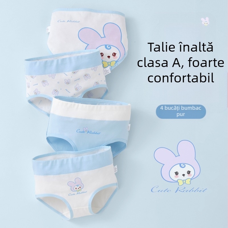 Lenjerie intimă pentru copii, triunghi, talie înaltă, bumbac, clasa A, bumbac, pantaloni scurți pentru fete de 6-12 ani, fără clipsuri, en-gros