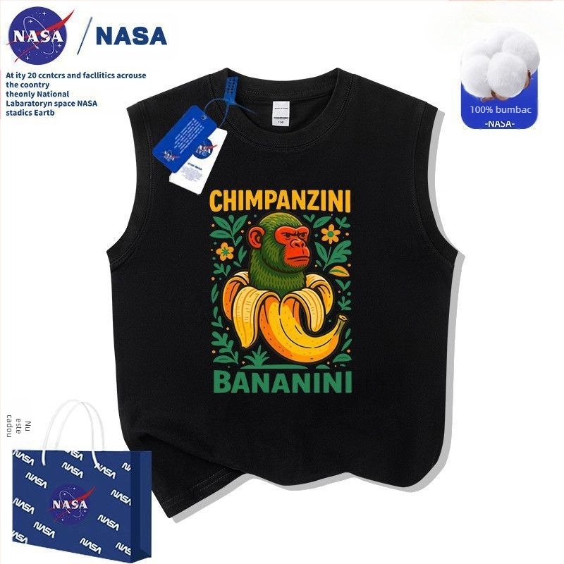 Tricou pentru copii NASA Abstract Saturn Ox Mountain Sea Classic din bumbac pur, vestă, vară 2025, îmbrăcăminte pentru copii de mărime medie și mare