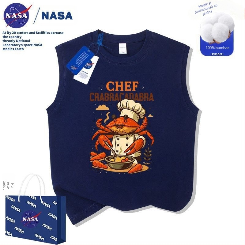 Tricou pentru copii NASA Abstract Saturn Ox Mountain Sea Classic din bumbac pur, vestă, vară 2025, îmbrăcăminte pentru copii de mărime medie și mare