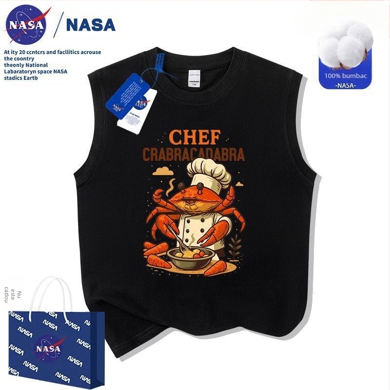 Tricou pentru copii NASA Abstract Saturn Ox Mountain Sea Classic din bumbac pur, vestă, vară 2025, îmbrăcăminte pentru copii de mărime medie și mare