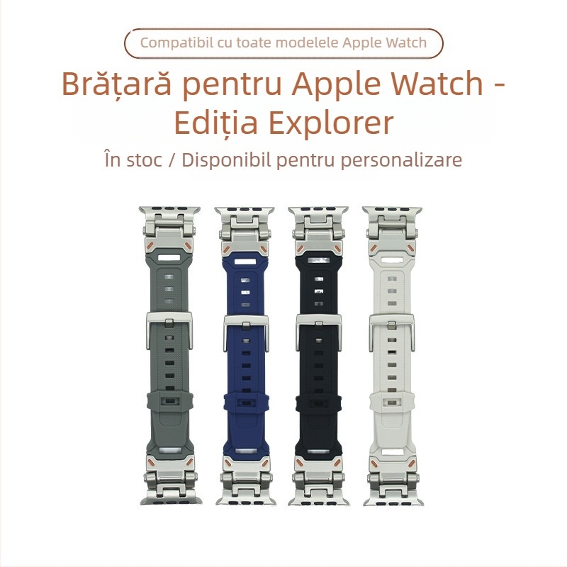 Potrivit pentru curea Apple Watch, cataramă din titan, silicon Explorer, curea pentru ceas Apple S10, iWatch Ultra