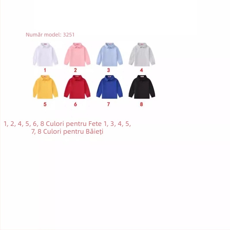 Toamna și iarna copii îmbrăcăminte nouă drăguț rever cu mânecă lungă polo tricou culoare pură versatil proaspăt casual top en-gros