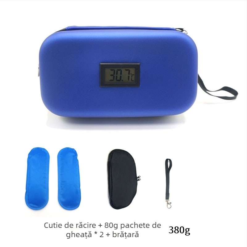 În stoc Amazon Explosions Insulin Refrigerer Box EVA Portabil Geantă frigider pentru exterior cu termometru Sac de gheață Conservare la rece