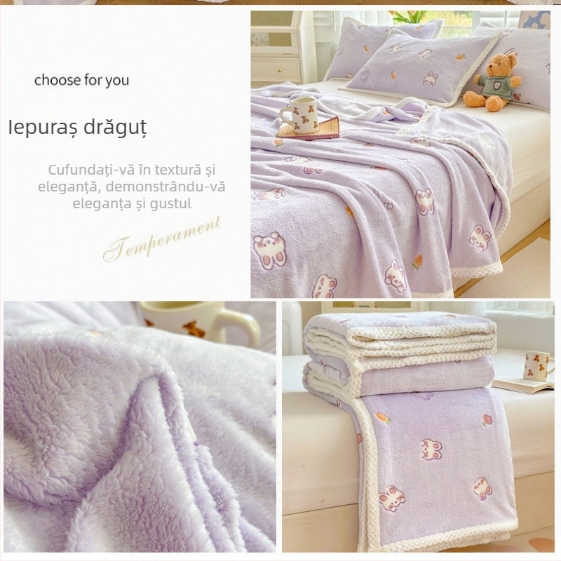 Z1L Nou Nor Pătură Pufoasă Primăvară și Toamnă Pătură Înaltă Bloc Pătură Puf Birou Desen Animat Pătură Baby Subțire Goală