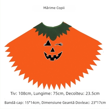 Costum de Halloween luminos pentru adulți copii dovleac pelerină șal dovleac pălărie costum pelerină școală petrecere dress up