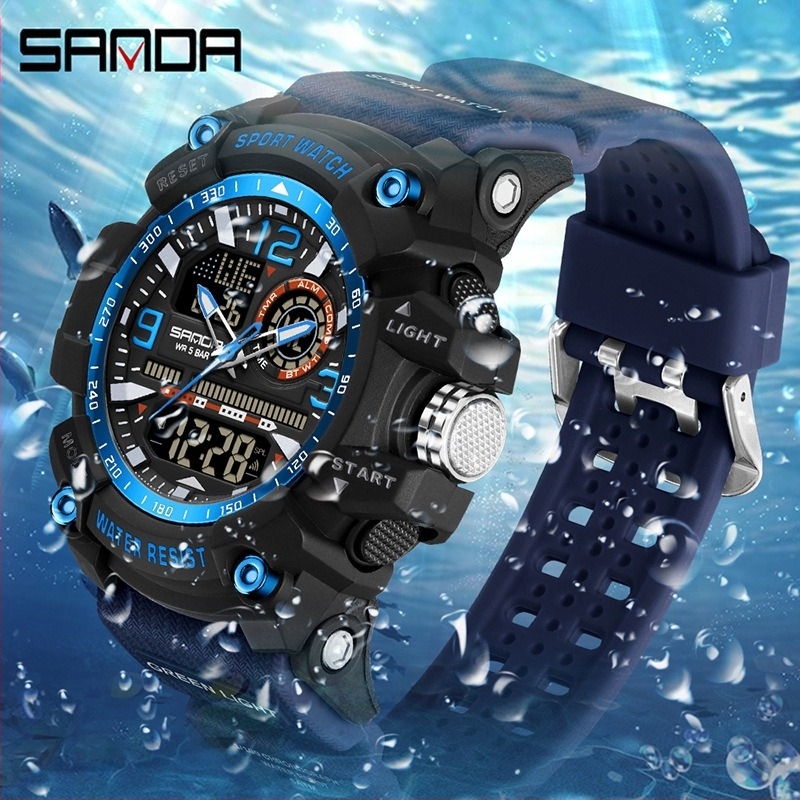 Sanda Comerț Exterior Nou Sport Stil Bărbat Student La Modă Multi-Funcțional Dual Display Impermeabil Digital Watch 3367