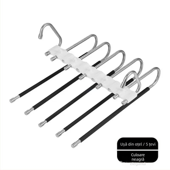 Raft de depozitare magic pentru pantaloni din oțel inoxidabil, multifuncțional, pliabil, cu umeraș, pentru uz casnic, pentru garderobă, pantaloni, clip, raft multistrat