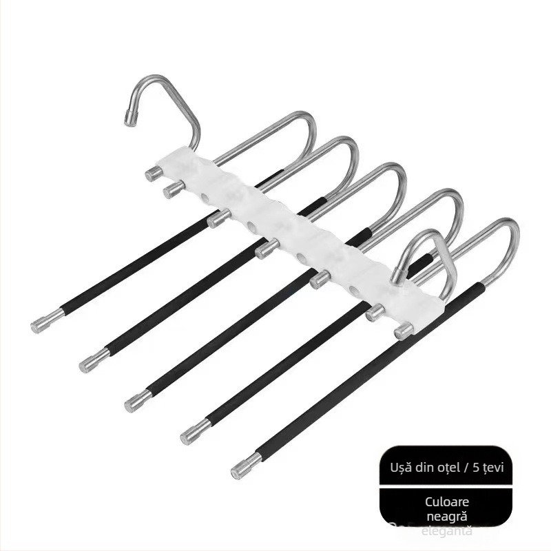 Raft de depozitare magic pentru pantaloni din oțel inoxidabil, multifuncțional, pliabil, cu umeraș, pentru uz casnic, pentru garderobă, pantaloni, clip, raft multistrat
