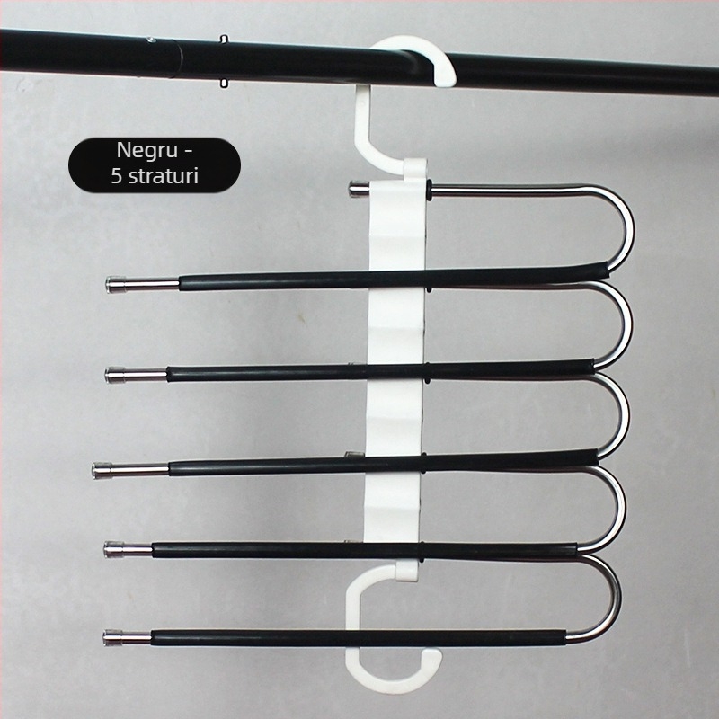 Raft de depozitare magic pentru pantaloni din oțel inoxidabil, multifuncțional, pliabil, cu umeraș, pentru uz casnic, pentru garderobă, pantaloni, clip, raft multistrat