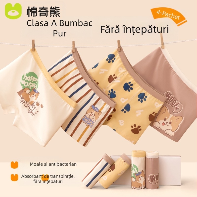 Lenjerie intimă pentru băieți, boxeri din bumbac A-Cotton pentru copii, fără fese pentru bebeluși, boxeri pentru copii mari, antibacterieni