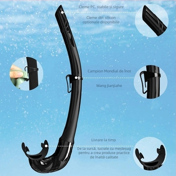 Furtun de scufundări pliabil cu tub de snorkel din silicon lichid importat