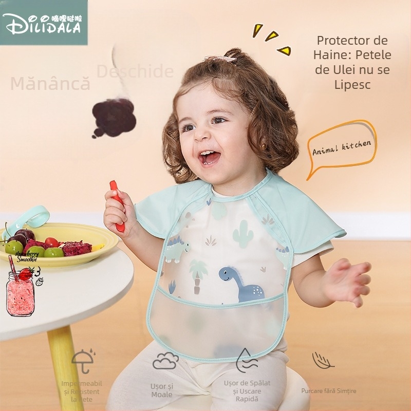 Halat pentru bebeluși pentru mâncat, bavetă impermeabilă, buzunar pentru orez pentru bebeluși, supliment alimentar de vară anti-murdar, pansament inversat pentru fete subțiri, toamnă și iarnă