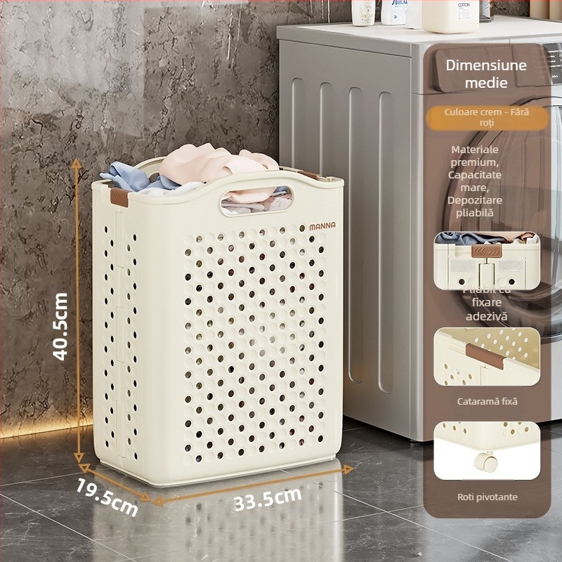 Coș de depozitare pliabil pentru haine murdare, coș de depozitare de mare capacitate, găleată pentru haine murdare cu roți, acasă, spălătorie, baie, toaletă, coș de haine murdare