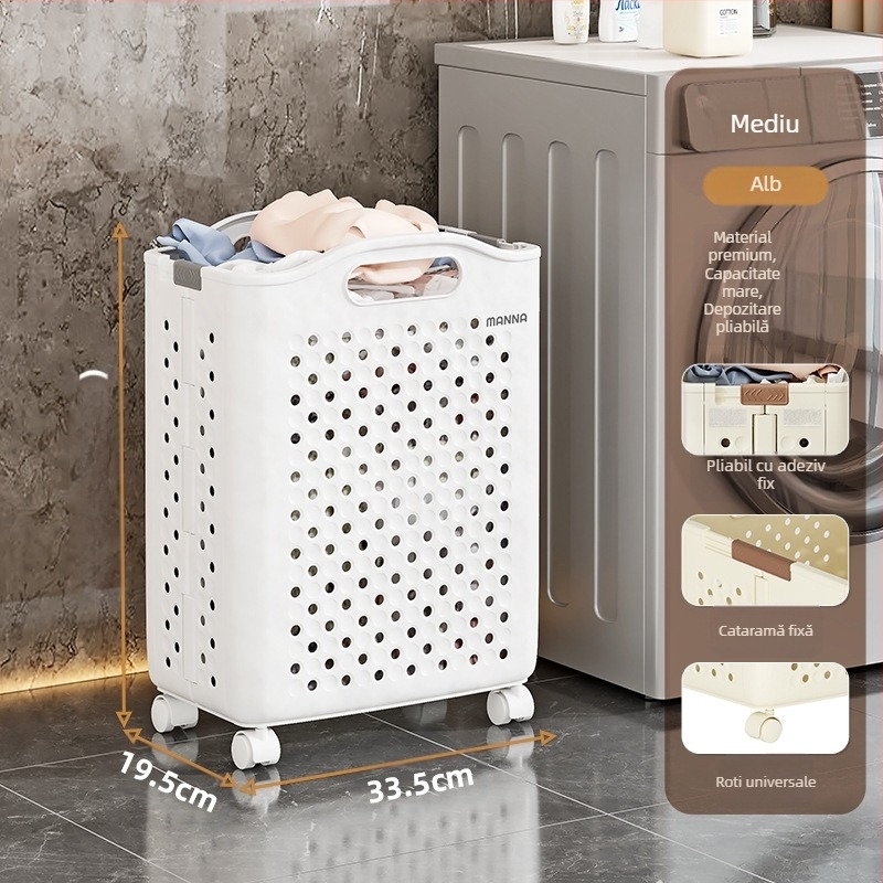 Coș de depozitare pliabil pentru haine murdare, coș de depozitare de mare capacitate, găleată pentru haine murdare cu roți, acasă, spălătorie, baie, toaletă, coș de haine murdare