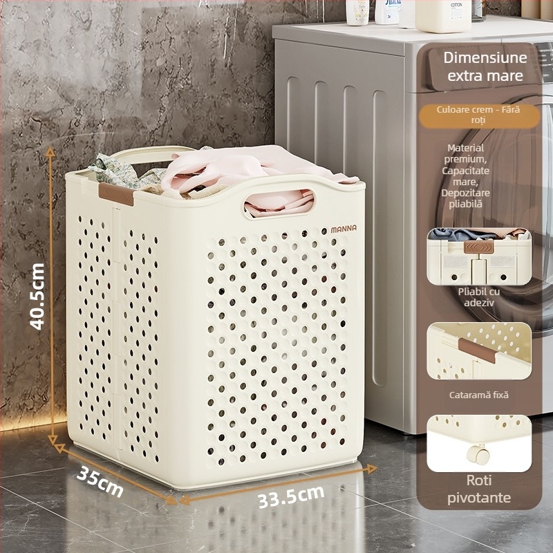 Coș de depozitare pliabil pentru haine murdare, coș de depozitare de mare capacitate, găleată pentru haine murdare cu roți, acasă, spălătorie, baie, toaletă, coș de haine murdare