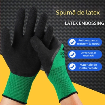 Mănuși de protecție a muncii, rezistente la uzură, din cauciuc, latex, rezistente la uzură, antiderapante, respirabile, adeziv, mănuși de lucru cu lipici