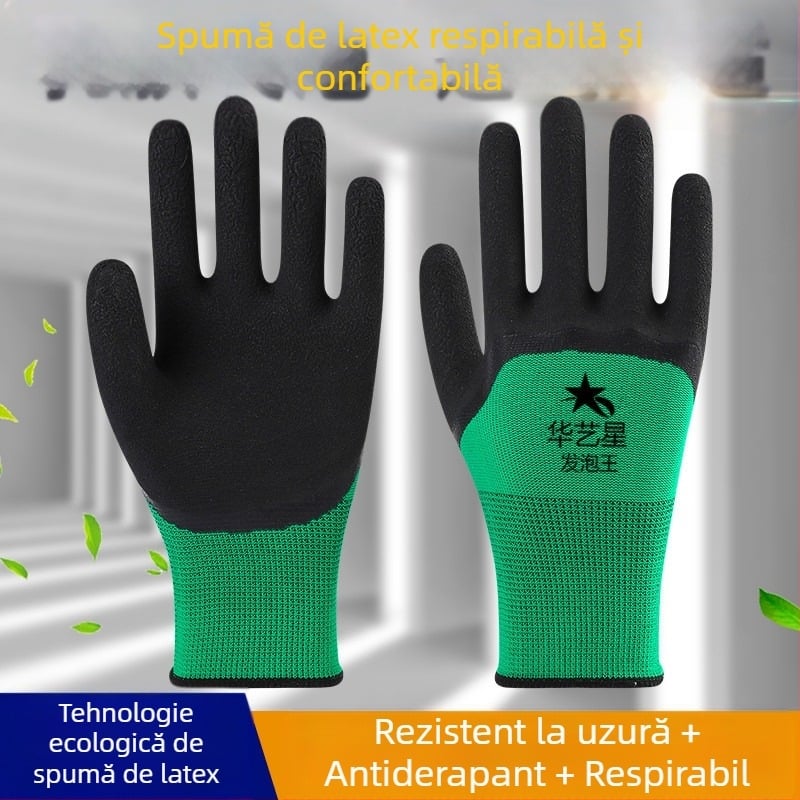 Mănuși de protecție a muncii, rezistente la uzură, din cauciuc, latex, rezistente la uzură, antiderapante, respirabile, adeziv, mănuși de lucru cu lipici