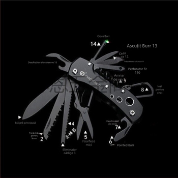 Cuțit elvețian multifuncțional en-gros, cuțit pliabil ascuțit pentru fructe, autoapărare, combinație portabilă