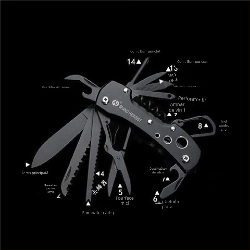 Cuțit elvețian multifuncțional en-gros, cuțit pliabil ascuțit pentru fructe, autoapărare, combinație portabilă